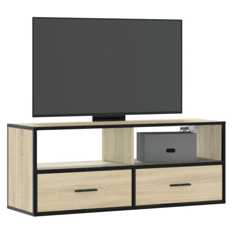 vidaXL TV skříňka dub sonoma 100 x 31 x 39,5 cm kompozitní dřevo a kov