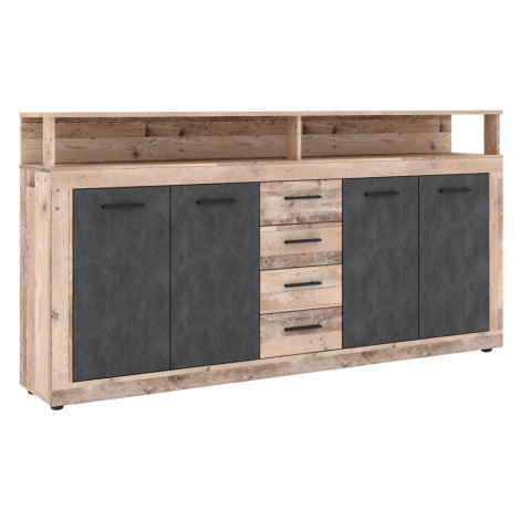 Kombinovaná komoda, old wood light/matera, LUNYSA Tempo Kondela