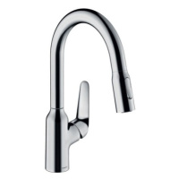 Dřezová baterie Hansgrohe Focus s vytahovací sprškou, 2 proudy chrom 71821000