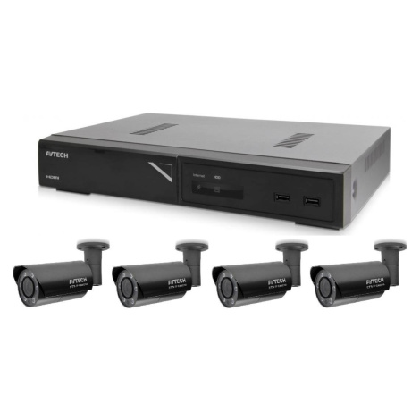 Kamerový set 1x AVTECH NVR AVH1109 a 4x 5MPX IP Bullet kamera AVTECH AVTECH AVM5547 + 4x Kabel U