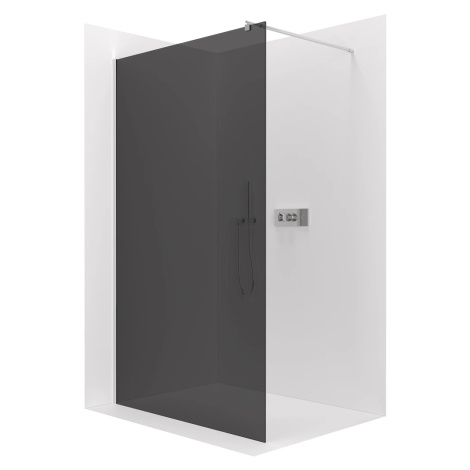CERANO Sprchová zástěna Walk-in Onyx Round L/P 8 mm kulatá vzpěra chrom, grafitové sklo 110x200 