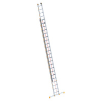 Layher Hliníkový žebřík s lankem, dvoudílný, výtažný, včetně příčníku, 2 x 22 příčlí