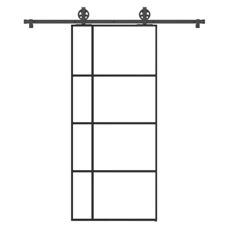 vidaXL Posuvné dveře s kováním 90x205 cm ESG sklo a hliník