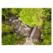 Fotografie Small wooden bridge over river in, SStajic, 40 × 30 cm