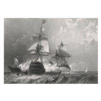 Ilustrace Old engraved illustration of sea fight, mikroman6, 40 × 30 cm