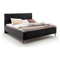 Černá čalouněná dvoulůžková postel s úložným prostorem s roštem 180x200 cm La Maison – Meise Möb