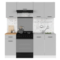 Kuchyně JAMISON 120/180 cm bez pracovní desky, bílá/světle šedý lesk