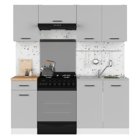 Kuchyně JAMISON 120/180 cm bez pracovní desky, bílá/světle šedý lesk Brw