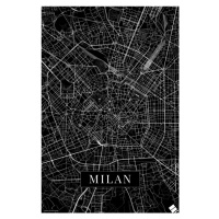 Mapa Milan black, 26.7x40 cm