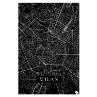 Mapa Milan black, 26.7 × 40 cm