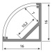 Rohový hliníkový profil McLED RS 16x16mm s mléčným difuzorem 2m ML-761.041.02.2