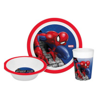 KIDS LICENSING - Dětské plastové nádobí, SPIDERMAN Micro, talíř, miska, sklenice, 840456