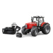 Bruder 2046 Massey Ferguson 7480 s čelním nakladačem a přepravníkem klád