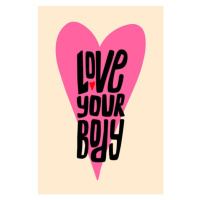 Ilustrace Love your body lettering with heart, Rita Patternson, (26.7 x 40 cm)