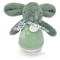 Plyšový zajíček Musical Night Light Sage Green Doudou et Compagnie s hudbou bílým šumem a světle