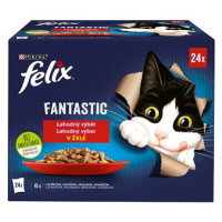 Felix Fantastic s kuřetem, hovězím, králíkem, jehněčím v želé 24 x 85 g