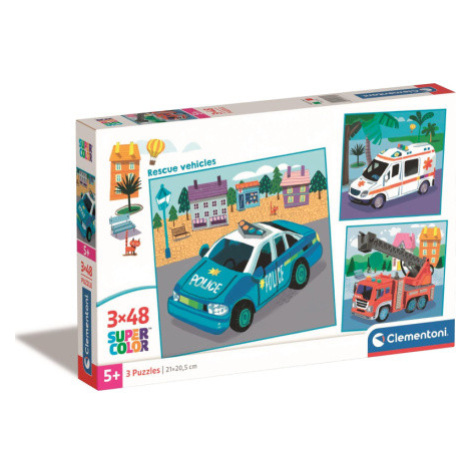 CLEMENTONI Puzzle Záchranářská vozidla 3x48 dílků 158365