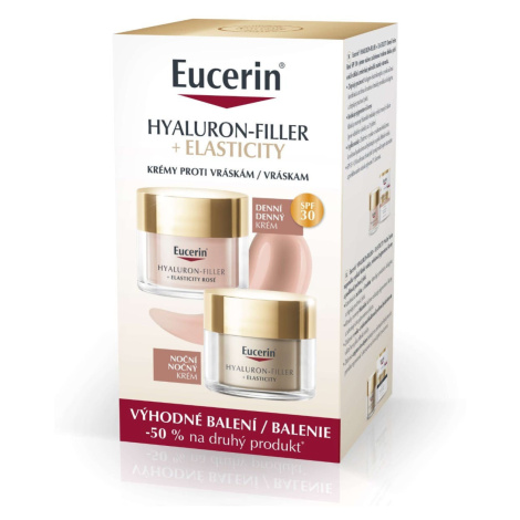 Eucerin Hyaluron Filler+ Elasticity Denní krém Rosé SPF 30 50 ml + Noční krém 50 ml Promo balení