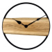 KUBRi 1003B - Robustní 60 cm velké hodiny z masivního dubu s kovovým rámem