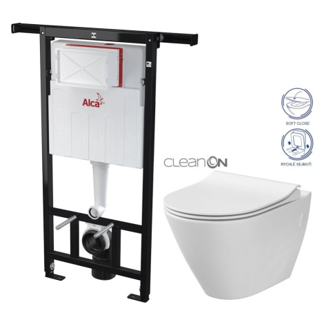Předstěnový instalační systém bez tlačítka + WC CERSANIT CLEANON CITY AM102/1120 X CI1 AKCE/SET/ALCA