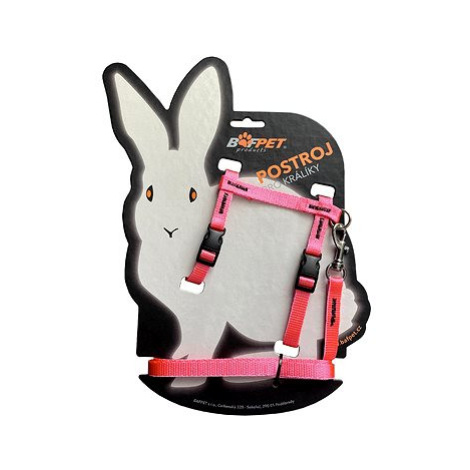 Bafpet Set pro králíka - kšíry + vodítko, Růžová, 10mm × 120cm, 10mm × OK 19-26, OH 24-37cm, 204