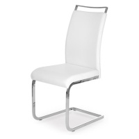 Jídelní židle FALKNER — ocel, ekokůže, bílá