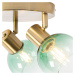 Stropní svítidlo ve stylu Art Deco zlaté se zeleným sklem 3 světla - Vidro
