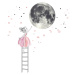 Samolepka na zeď - Měsíc a dívka v růžové barvě, velké samolepky