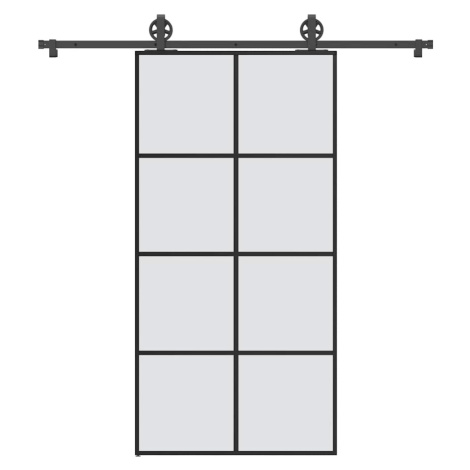 vidaXL Posuvné dveře s kováním 102,5 x 205 cm ESG sklo a hliník