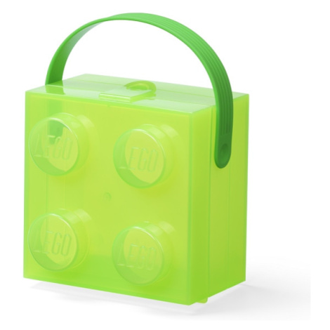 Lego® svačinový box s rukojetí průsvitná zelená
