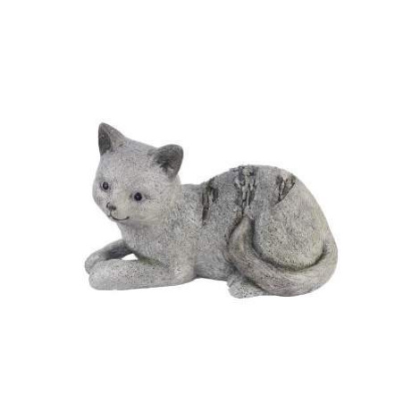 Kočka ležící dekor kamínky keramika šedá 36,7cm Morex