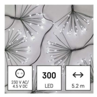 LED světelný řetěz - svítící trsy, nano, 5,2 m, vnitřní, studená bílá, časovač