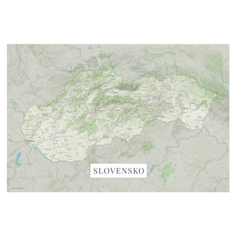 Mapa Slovensko color, 40x26.7 cm