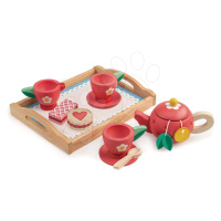Dřevěný tác s čajovou soupravou Tea Tray Tender Leaf Toys 12dílná souprava s čajníkem a koláči