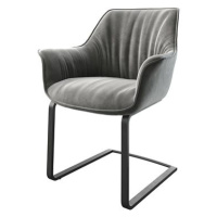 DELIFE Jídelní židle Keila-Flex s područkou samet šedá konzolová podnož plochá černá