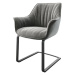 DELIFE Jídelní židle Keila-Flex s područkou samet šedá konzolová podnož plochá černá