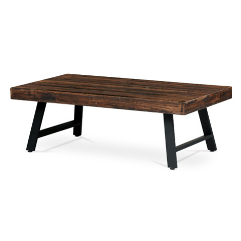 Konferenční stůl, 130x70 cm, MDF deska, masiv borovice, kov, černý lak Autronic