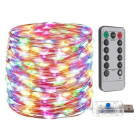 Vánoční osvětlení USB na dálkové ovládaní - 300 LED barevné.