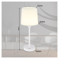 Globo LED dobíjecí stolní lampa Lunki, bílá, výška 35 cm, tkanina, CCT