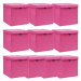 Úložné boxy s víky 10 ks růžové 32 x 32 x 32 cm textil