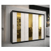 Šatní skříň Abi Golden Pole Barva korpusu: Černá, Rozměry: 250 cm, Dveře: Bílý Marmur + zlaté zr
