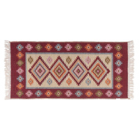Kusový oboustranný vzorovaný koberec KILIM - ROMBY vínová 60x120 cm Multidecor
