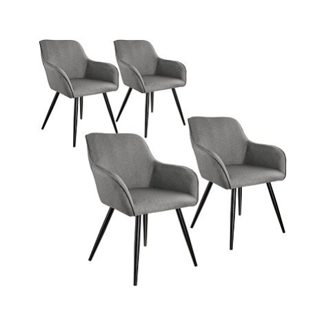 4× Židle Marilyn lněný vzhled, světle šedá/černá tectake