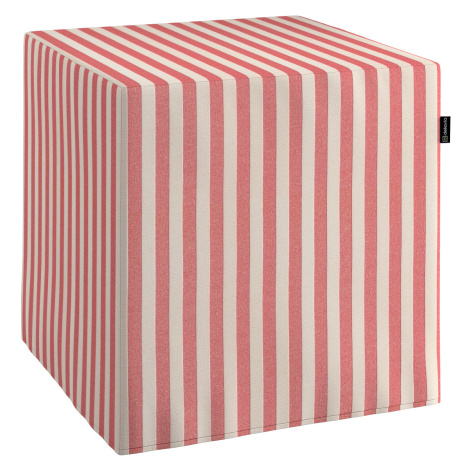Dekoria Sedák Cube - kostka pevná 40x40x40, červeno - bílá - pruhy, 40 x 40 x 40 cm, Quadro, 136
