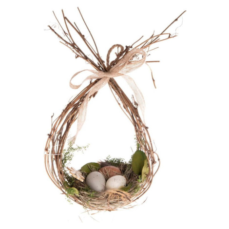 Proutěná dekorace ve tvaru hnízda Dakls, výška 31 cm