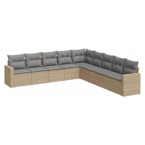 vidaXL 9dílná zahradní sedací souprava s poduškami béžová polyratan