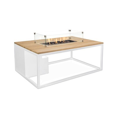 COSI Stůl s plynovým ohništěm - Cosiloft 120 bílý rám/ dřevěná deska