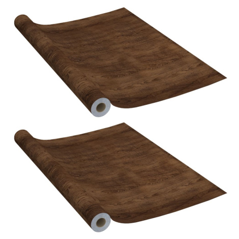 vidaXL Samolepící tapety na nábytek 2 ks tmavý dub 500 x 90 cm PVC
