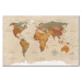 Nástěnka s mapou světa Bimago Beige Chic, 90 x 60 cm
