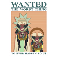 Umělecký tisk Rick & Morty -  Wanted, (26.7 x 40 cm)